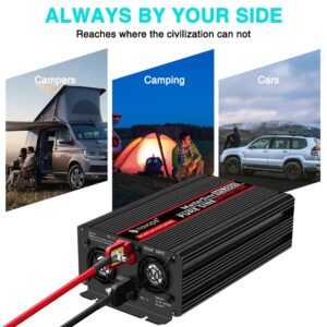 Novopal Power Inverter Pure Sine Wave 2000 Watt 12V DC to 110V/120V AC Converter- 4 AC Outlets Car Inverters with One USB Port,16.4Ft Remote Control-Peak Power 4000 Watt