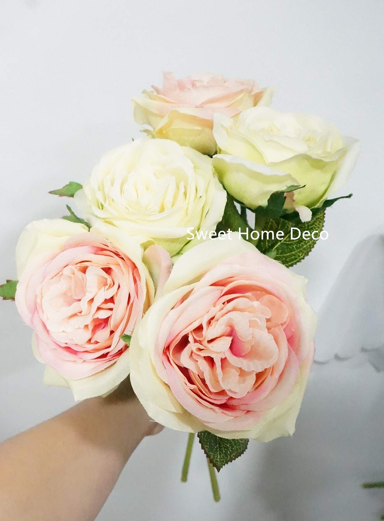 Sweet Home Deco, 15''Silk English Rose, Artificial Garden Rose, Single Rose, Spring Rose, Realistic Rose, Wedding/Home/Party Decoration Rose (Pink x 3 Stems)