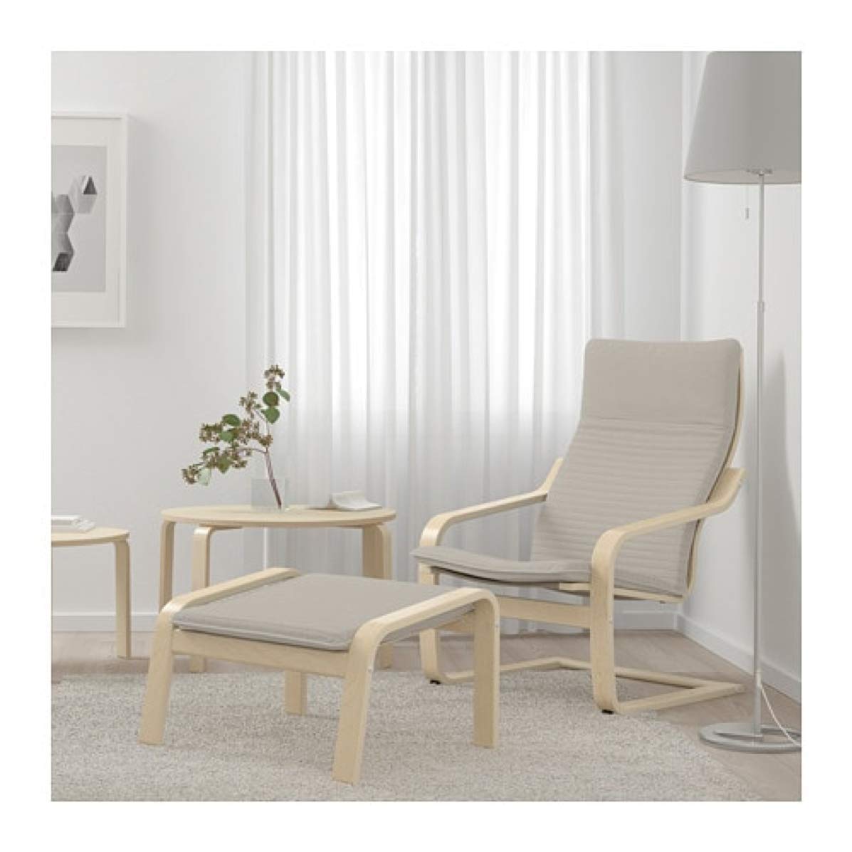 IKEA Poang Ottoman Birch Veneer Knisa Light Beige 092.446.64