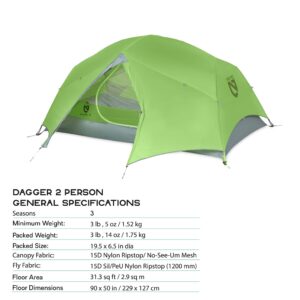 Nemo Dagger Ultralight Backpacking Tent, Birch Leaf Green, 2 Person