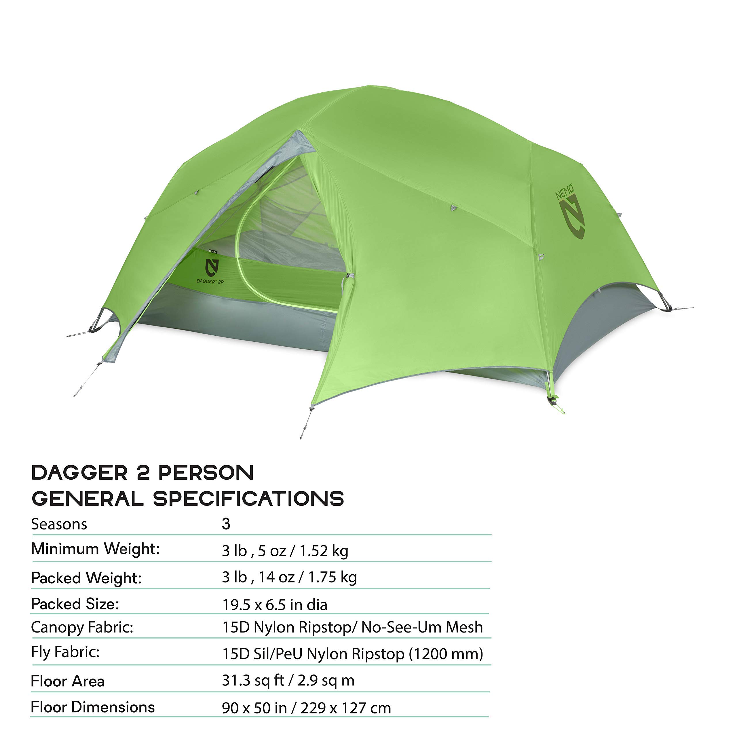 Nemo Dagger Ultralight Backpacking Tent, Birch Leaf Green, 2 Person