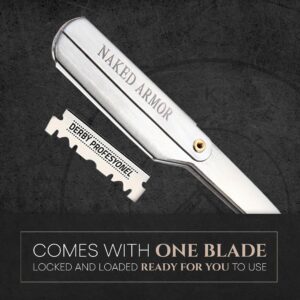 Best Shavette Straight Razor - Replaceable Blade Straight Razor, Metal Handle Shavette, No Stropping & Honing Needed, Great Starter Blade, Hygienic, Close Shave, Leather Case (Black)