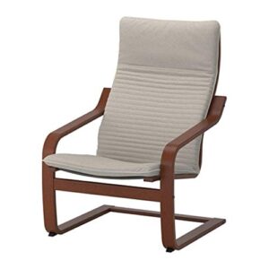 ikea poang armchair, polyester, medium brown knisa light beige 392.408.10