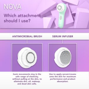 Spa Sciences - NOVA - Sonic Cleansing Brush with Bristles & Infusion System – Anti-Aging Facial Exfoliating, Waterproof, and USB Rechargeable