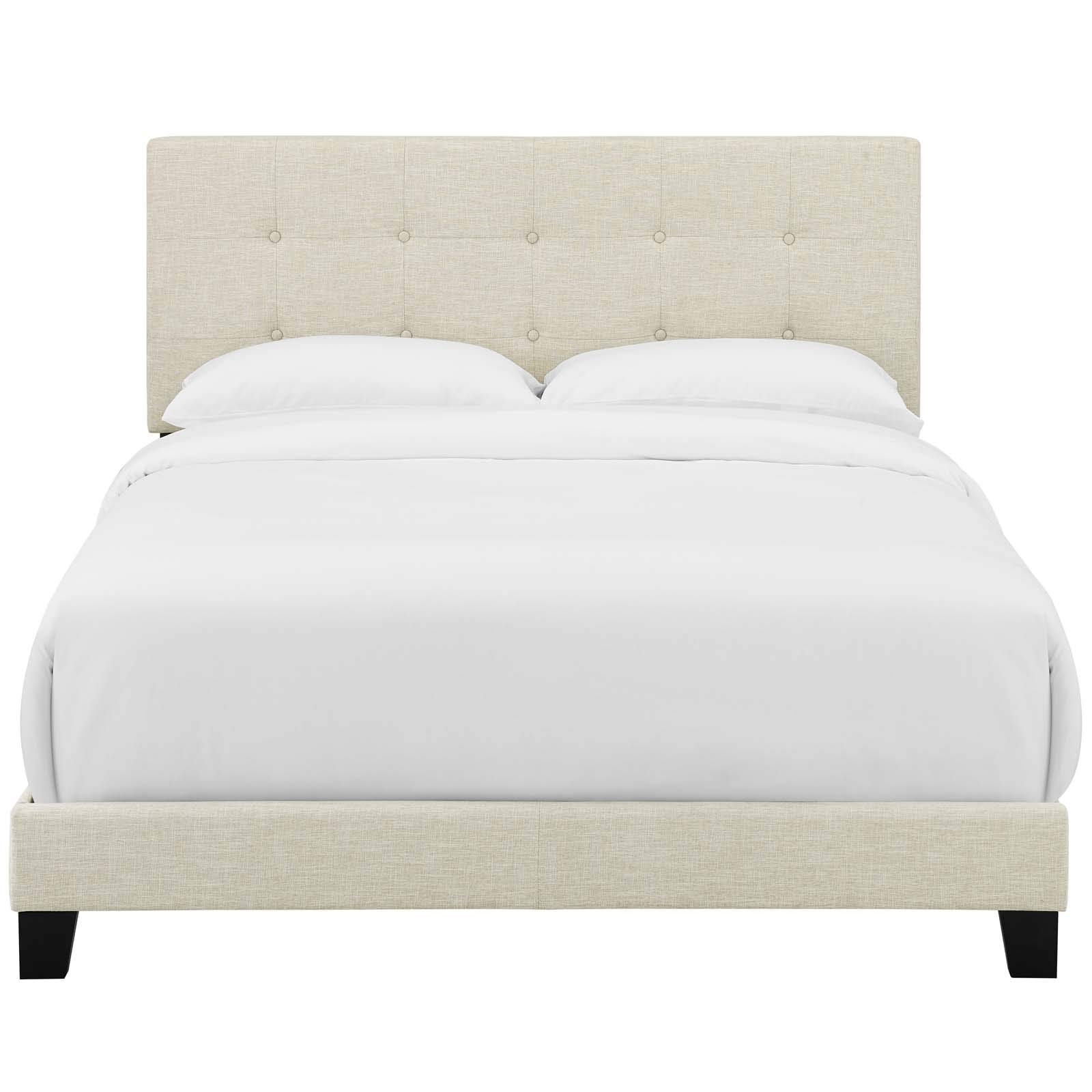 Modway MOD-6000-BEI Amira Tufted Fabric Upholstered Full Bed Frame With Headboard In Beige