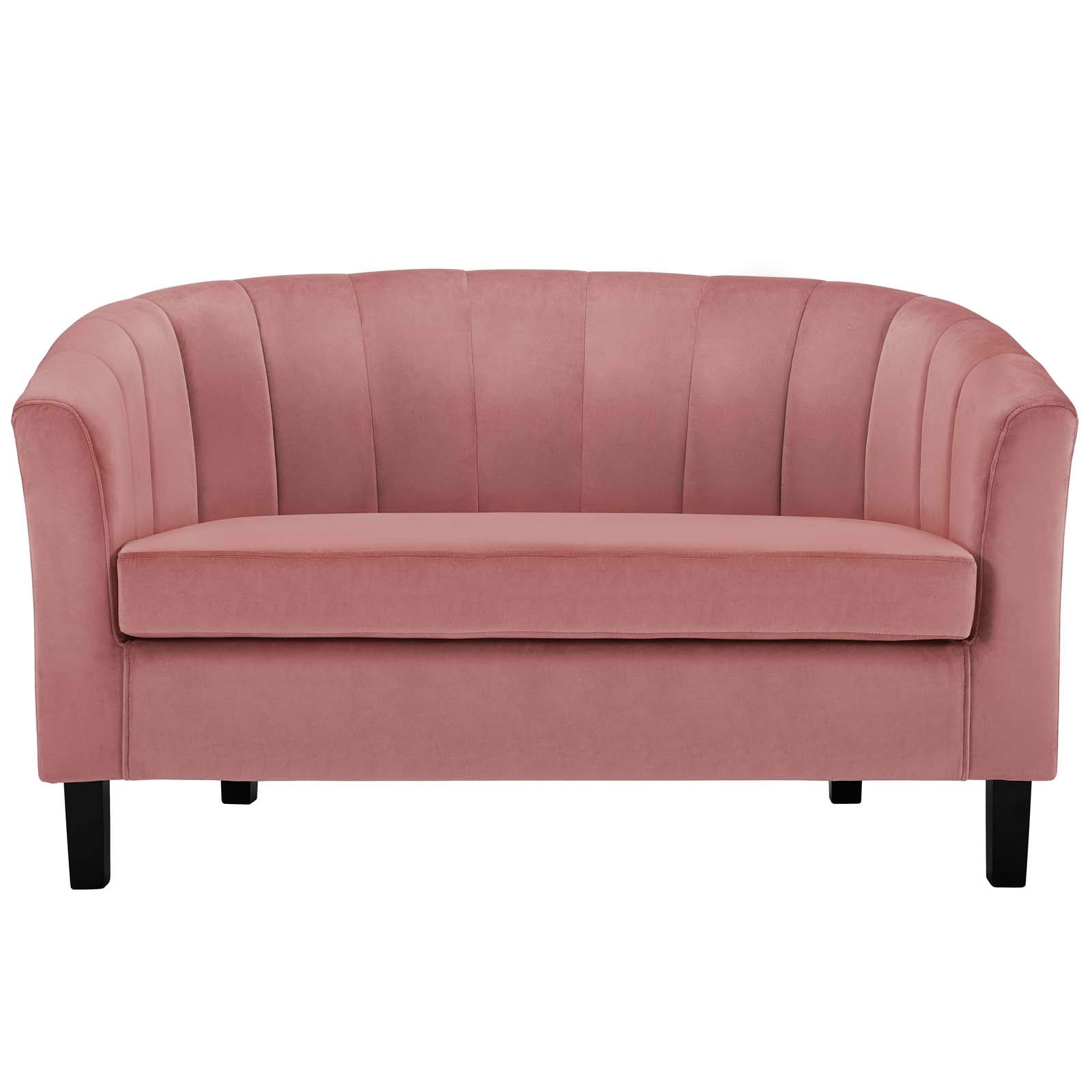 Modway Prospect Channel Tufted Upholstered Velvet Loveseat, Dusty Rose