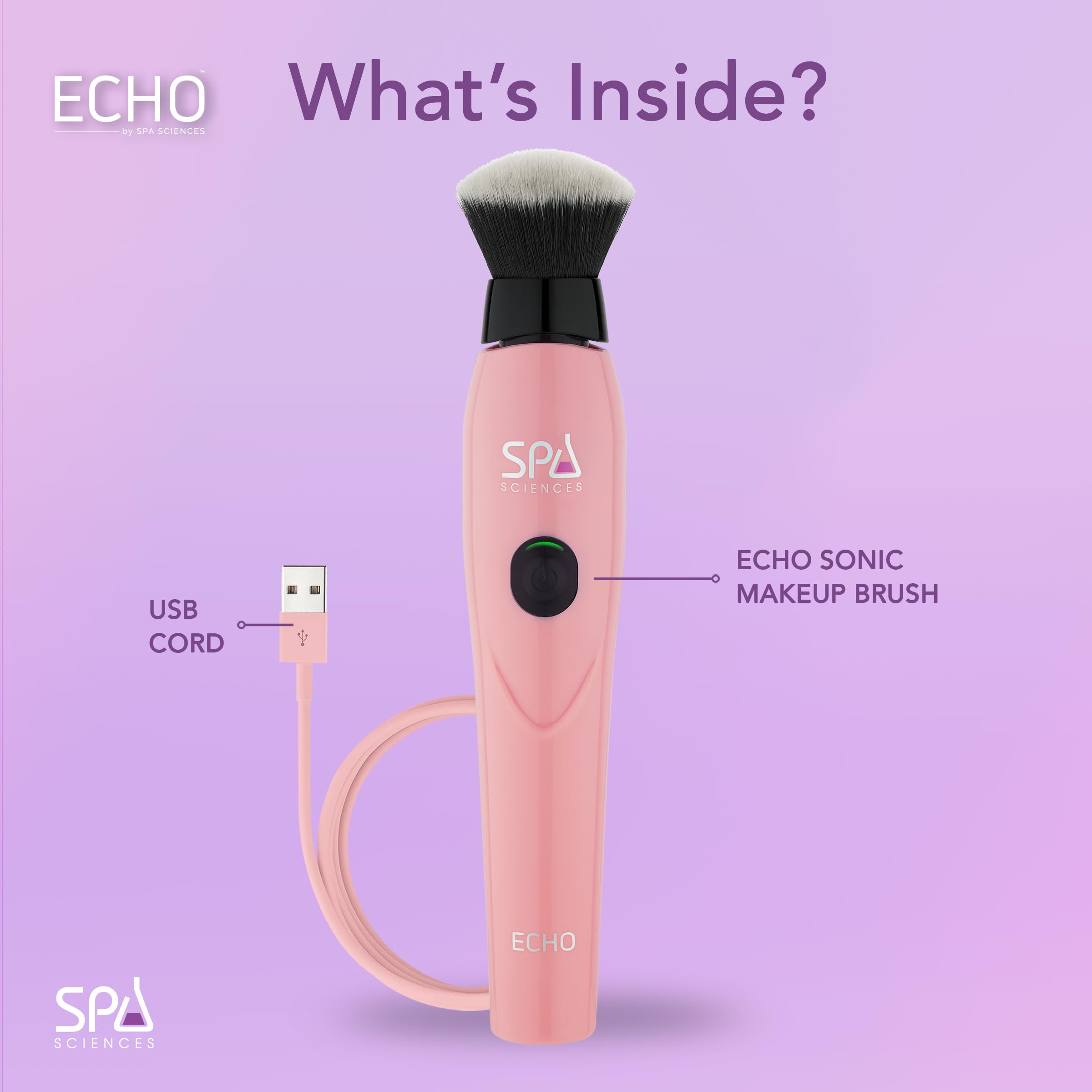 Spa Sciences ECHO - Makeup Brush for Flawless Blending, Contouring, Highlight & Airbrush Finish - 3 Speeds - Rechargeable