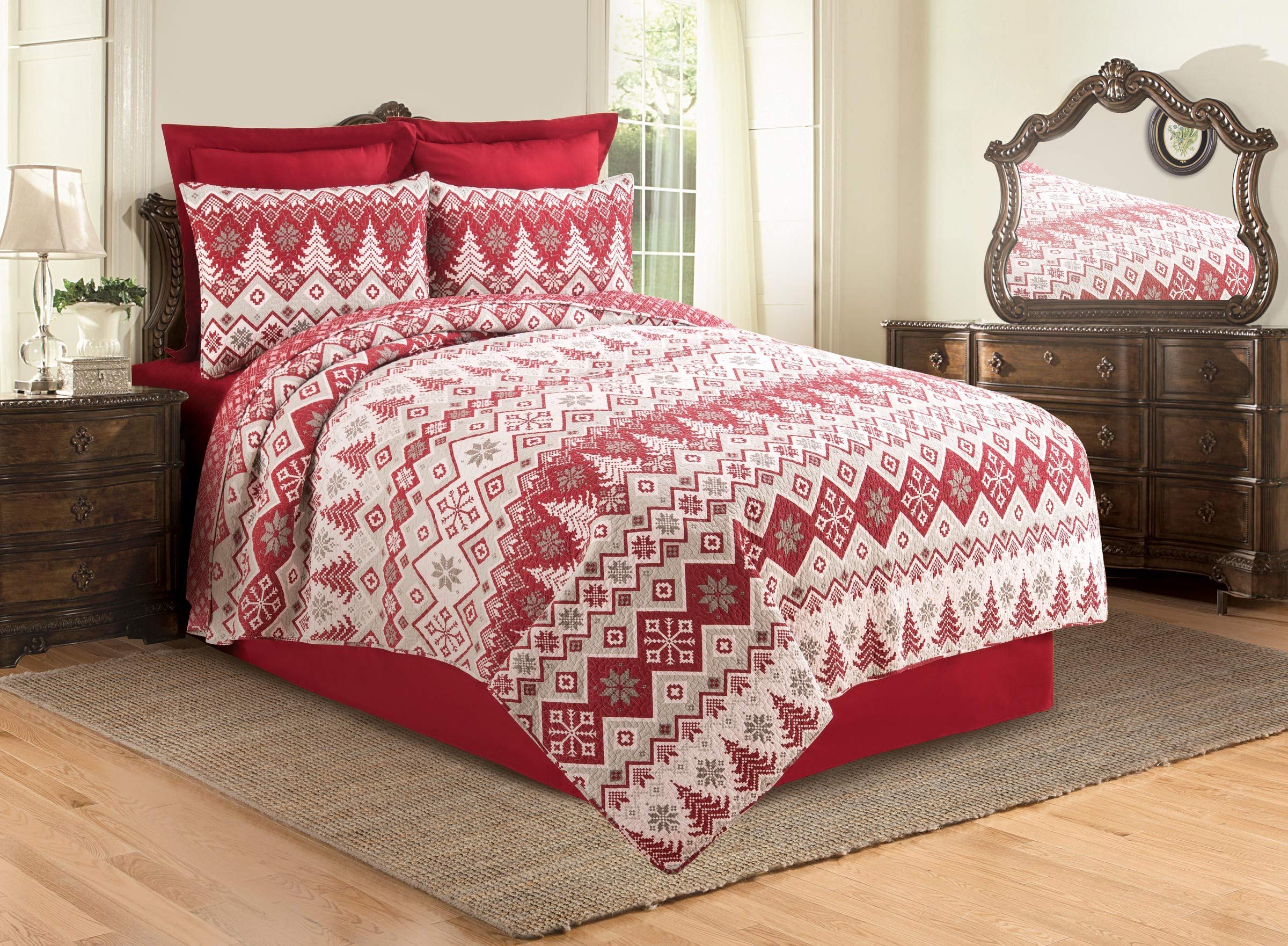 C&F Home Delete King 3 Piece Set Red