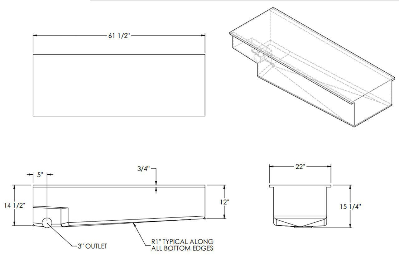 RecPro 62 Gallon RV Holding Tank 61 1/2" x 22" x 15" Waste Water Holding Tank | Made in America