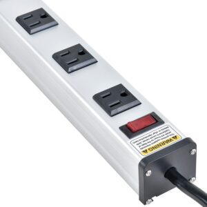 Global Industrial 25" 9 Outlet Aluminum Power Strip with 15-ft Cord ETL/cETL