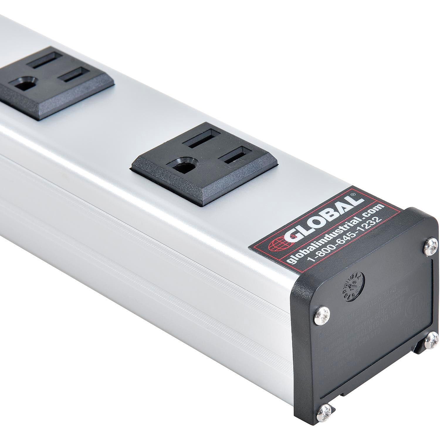 Global Industrial 25" 9 Outlet Aluminum Power Strip with 15-ft Cord ETL/cETL