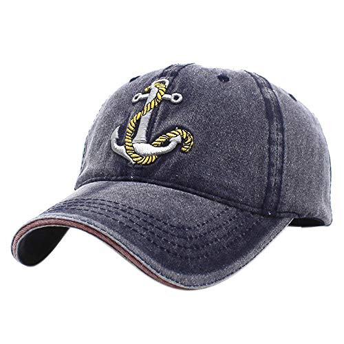 XRDSS Anchor Embroidered Cotton Adjustable Dad Hat Distressed Retro Baseball Hat Navy