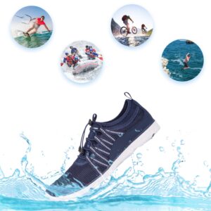 Water Shoes Men's Slip-on Athletic Water Shoes Water Sport Shoes Aqua Socks for Water Sports Beach Pool Swim Diving Navy/White 40 EU