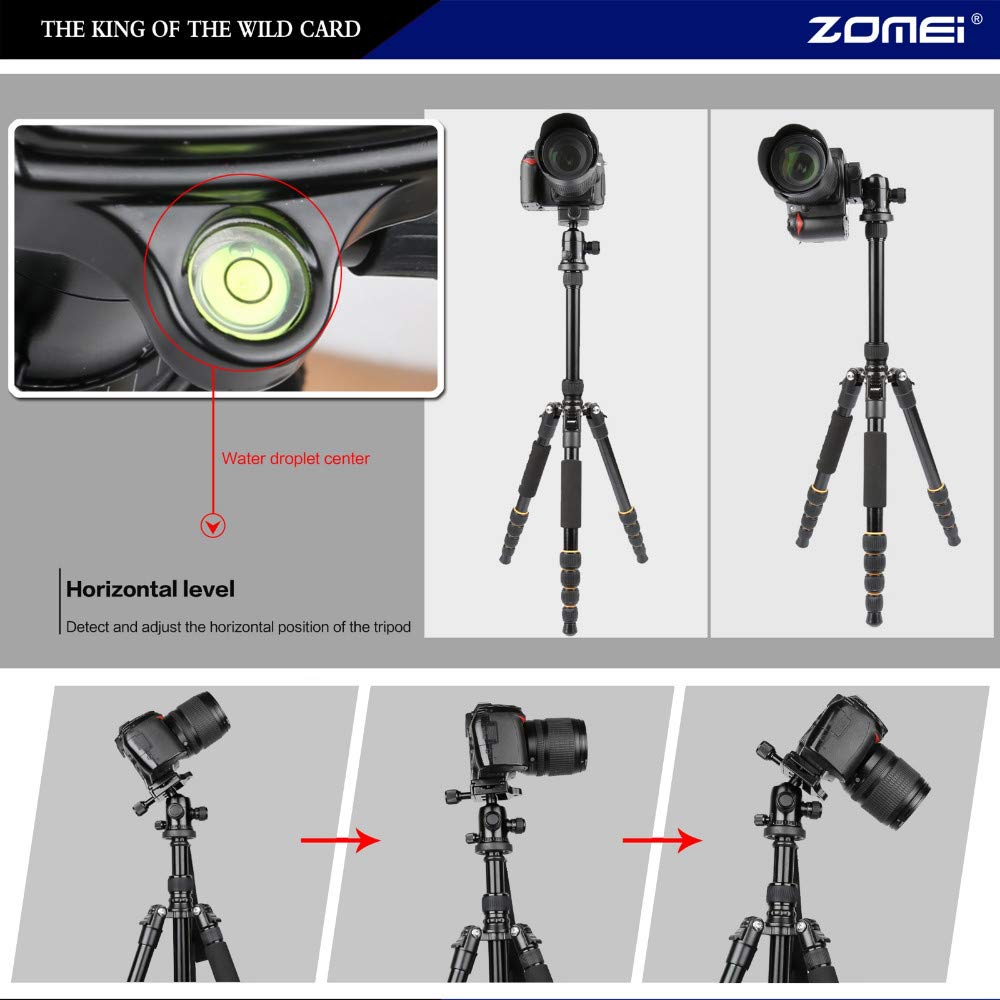 ZM Lightweight Portable Q666 Professional Travel Camera Tripod Monopod Aluminum Ball Head Compact for Digital SLR DSLR Camera