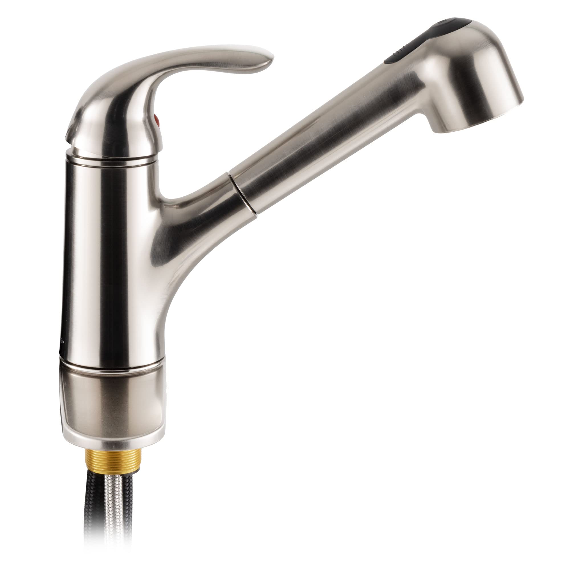 RecPro RV Kitchen Pull Out Faucet | Deck Brushed Nickel | WWFAU1 1812-50BN | Camper | Trailer | Fifth Wheel