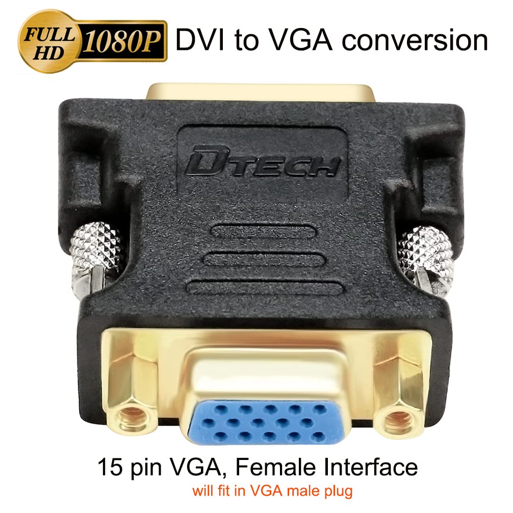 DTech DVI Male to VGA Female Adapter DVI-I 24+5 Port Converter