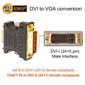 DTech DVI Male to VGA Female Adapter DVI-I 24+5 Port Converter