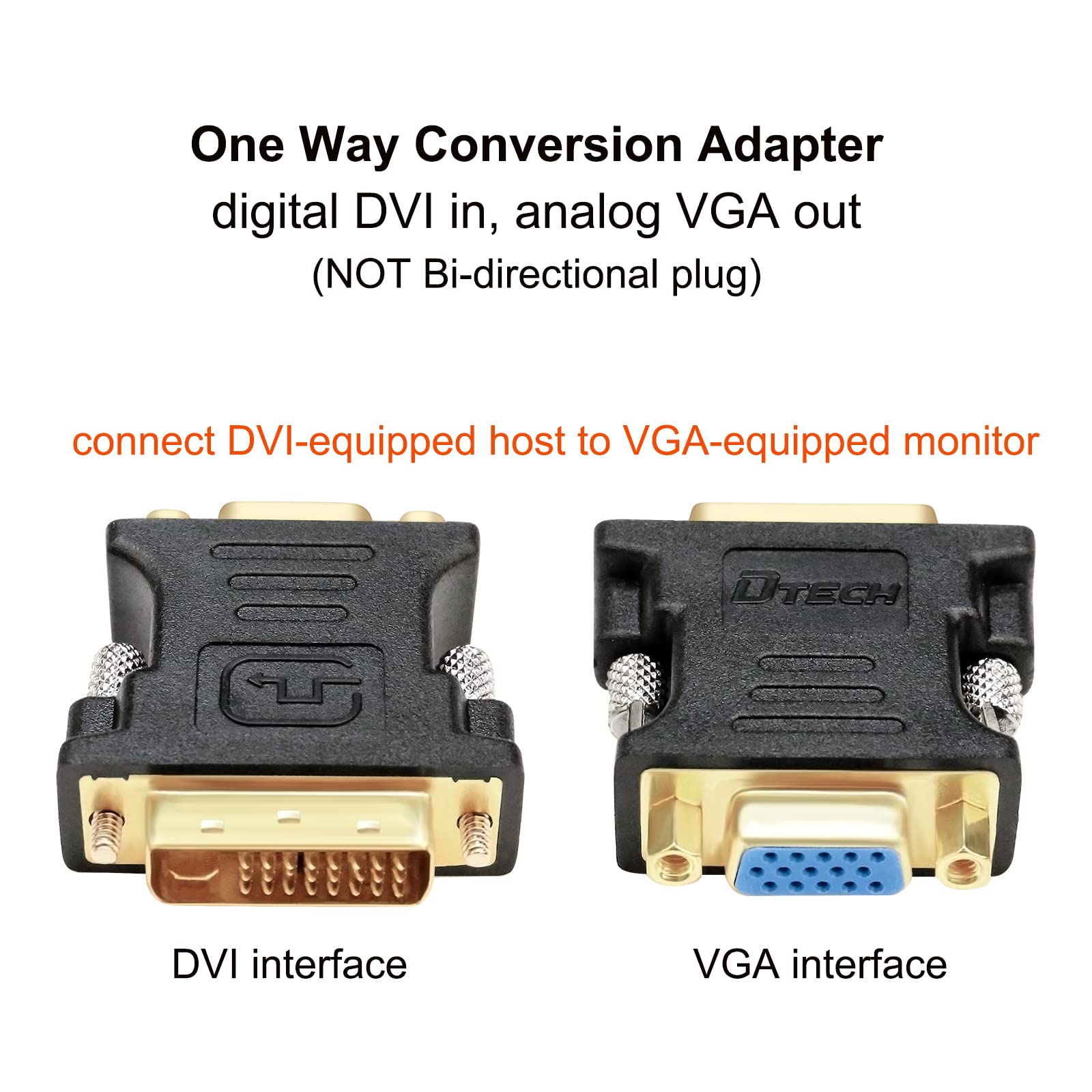 DTech DVI Male to VGA Female Adapter DVI-I 24+5 Port Converter