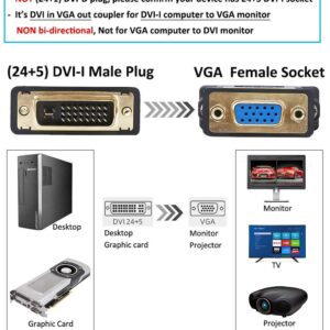 DTech DVI Male to VGA Female Adapter DVI-I 24+5 Port Converter