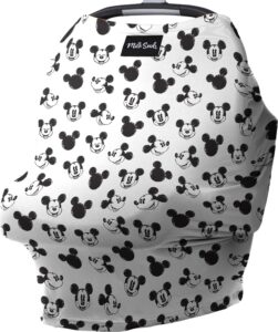 milk snob original disney 5-in-1 cover - nursing cover for breastfeeding - baby car seat cover, carseat canopy & stroller - essential all-in-one cover - gift for mom, baby (mickey mouse sketch)