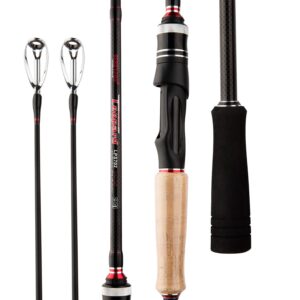 BERRYPRO 7-Feet Casting rods and Spinning rods, 24 Ton Carbon Fiber Baitcasting Fishing Rods - Two Piece Twin-Tip Rods and One Piece Rods (Twin-tip Spinning - 7' M & MH - 2pcs)