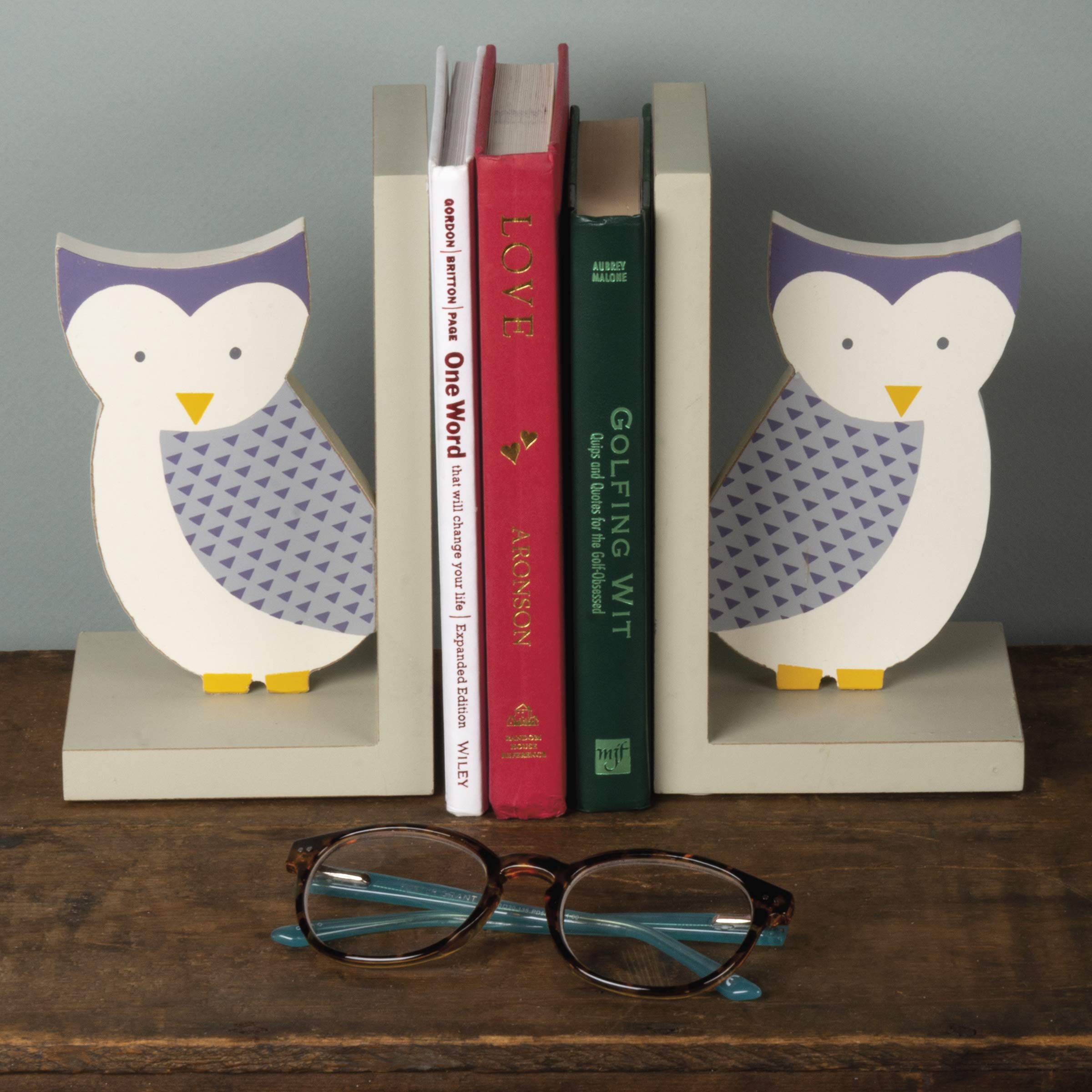 Primitives by Kathy 101922 Baby Wood Bookends, 4" x 7" x 4", Owl