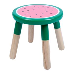 RUYU 9 Inch Kids Solid Hard Wood Fruit Chair, Crafted Hand-Painted Wood with Assembled Four-Legged Sitting Stool, Bedroom, Playroom, Watermelon Furniture Stool for Children(Watermelon)