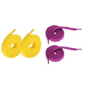 baosity 2 pairs replacement skates shoelaces roller skating strings, purple yellow