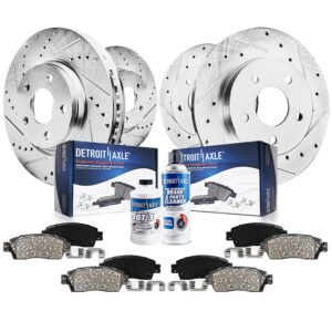 detroit axle - brake kit for 2008-2009 ford taurus x sable 2005-2007 five hundred freestyle mercury montego drilled & slotted disc brake rotors ceramic brakes pads front & rear replacement