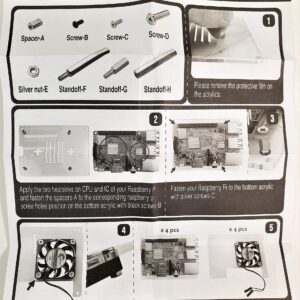 Micro Connectors Four (4) Layer Stackable Acrylic Raspberry Pi 3 Case for Model B B+ and Pi 4 Enclosure with Fan and Heatsinks - Clear (RAS-PCS46)