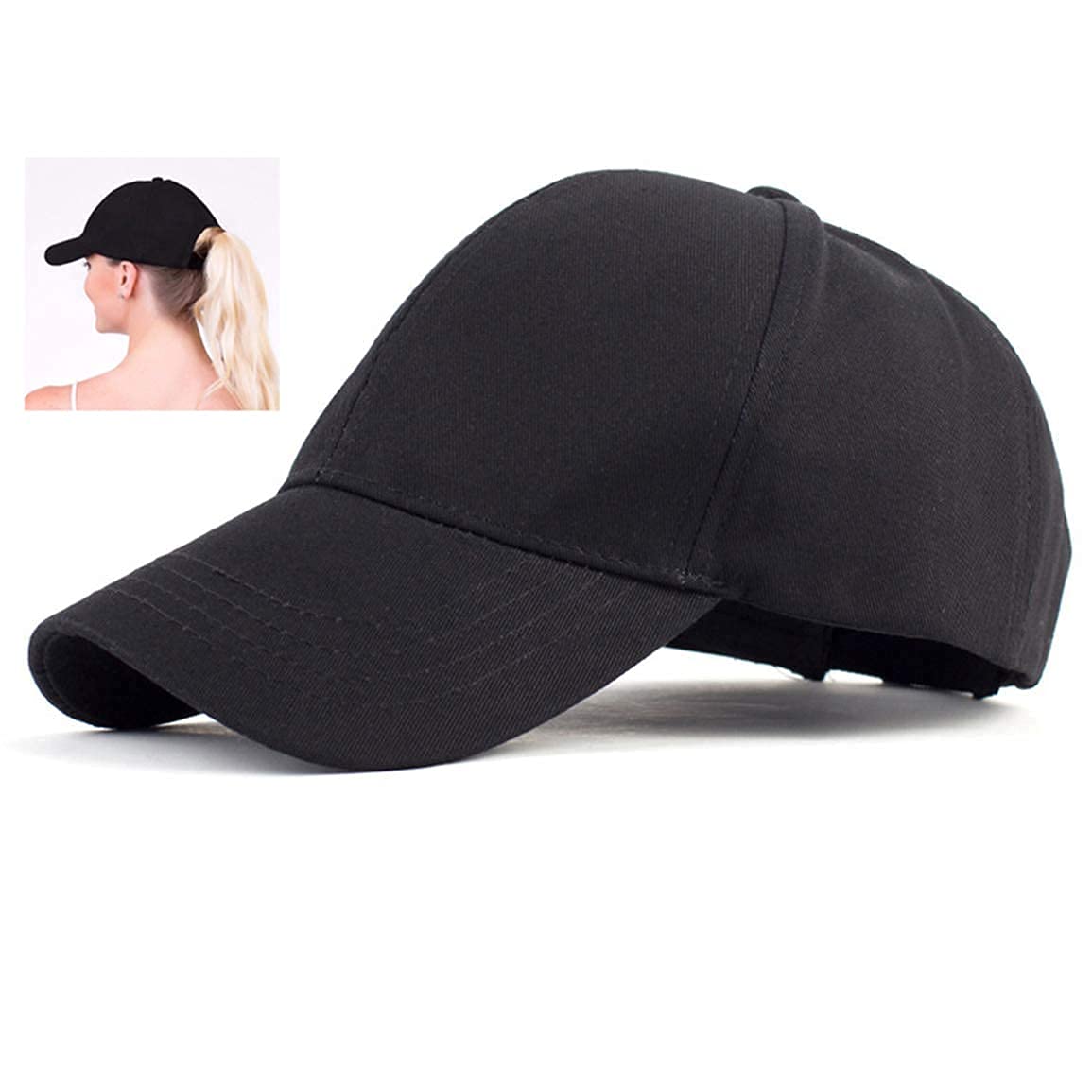 Eohak Cotton Ponytail Hats Baseball for Women Adjustable Solid Color…