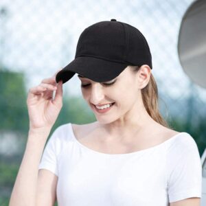 Eohak Cotton Ponytail Hats Baseball for Women Adjustable Solid Color…