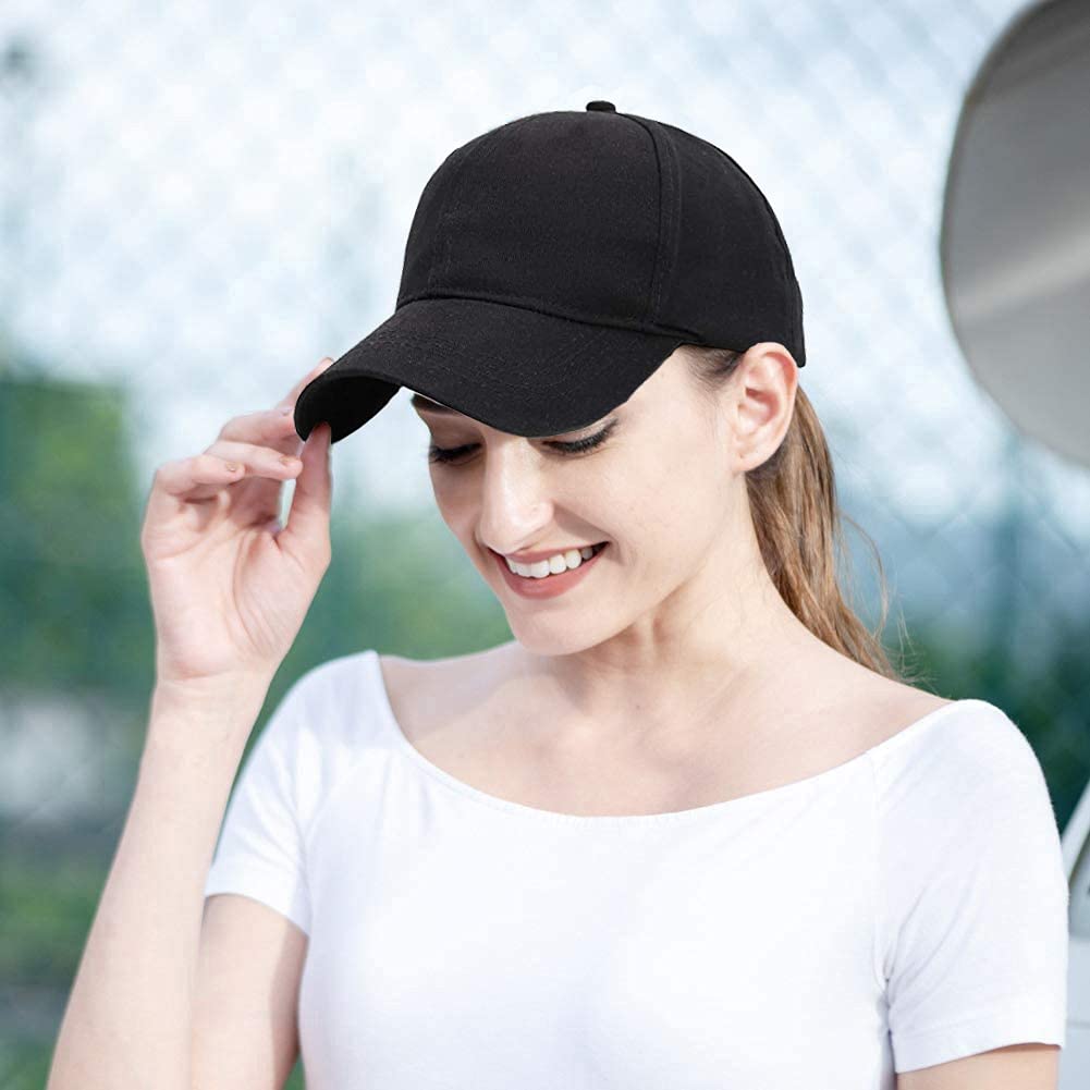 Eohak Cotton Ponytail Hats Baseball for Women Adjustable Solid Color…