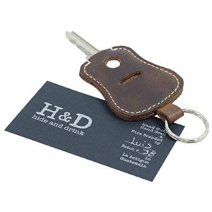 Hide & Drink, Leather Guitar Keychain/Key Holder/Keychain With Pouch for Most Used Key/Keychain for Musicians, Handmade :: Bourbon Brown