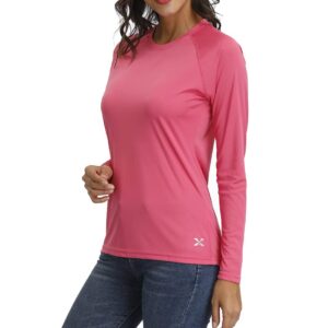 Women's UPF 50+ UV/Sun Protection Long Sleeve T-Shirt(2XL,Pink)