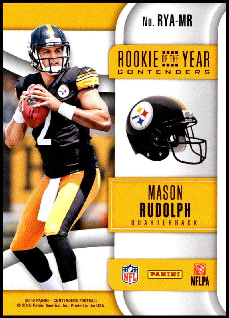 2018 Panini Contenders Rookie of the Year Contenders #RYA-MR Mason Rudolph Pittsburgh Steelers RC Rookie NFL Football Trading Card