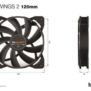 Be quiet! Pure Wings 2 120mm PWM high-Speed, BL081, Cooling Fan, Black