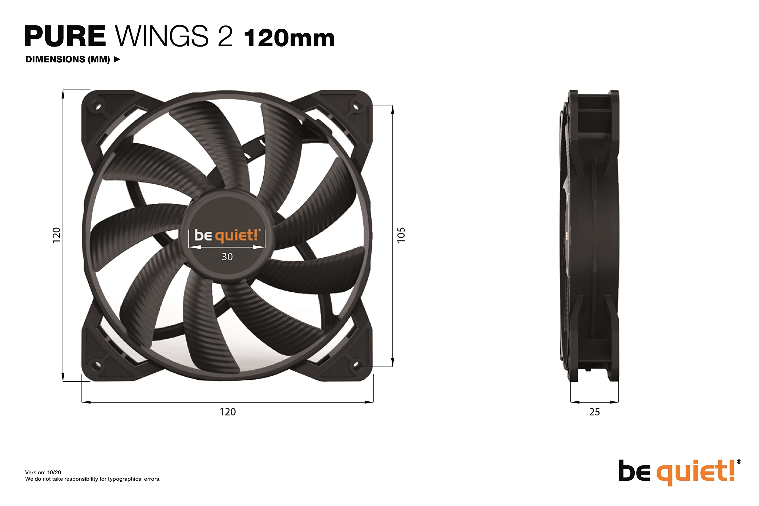 Be quiet! Pure Wings 2 120mm PWM high-Speed, BL081, Cooling Fan, Black