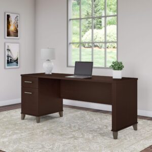 Bush Furniture Somerset 72W Office Desk with Drawers in Mocha Cherry