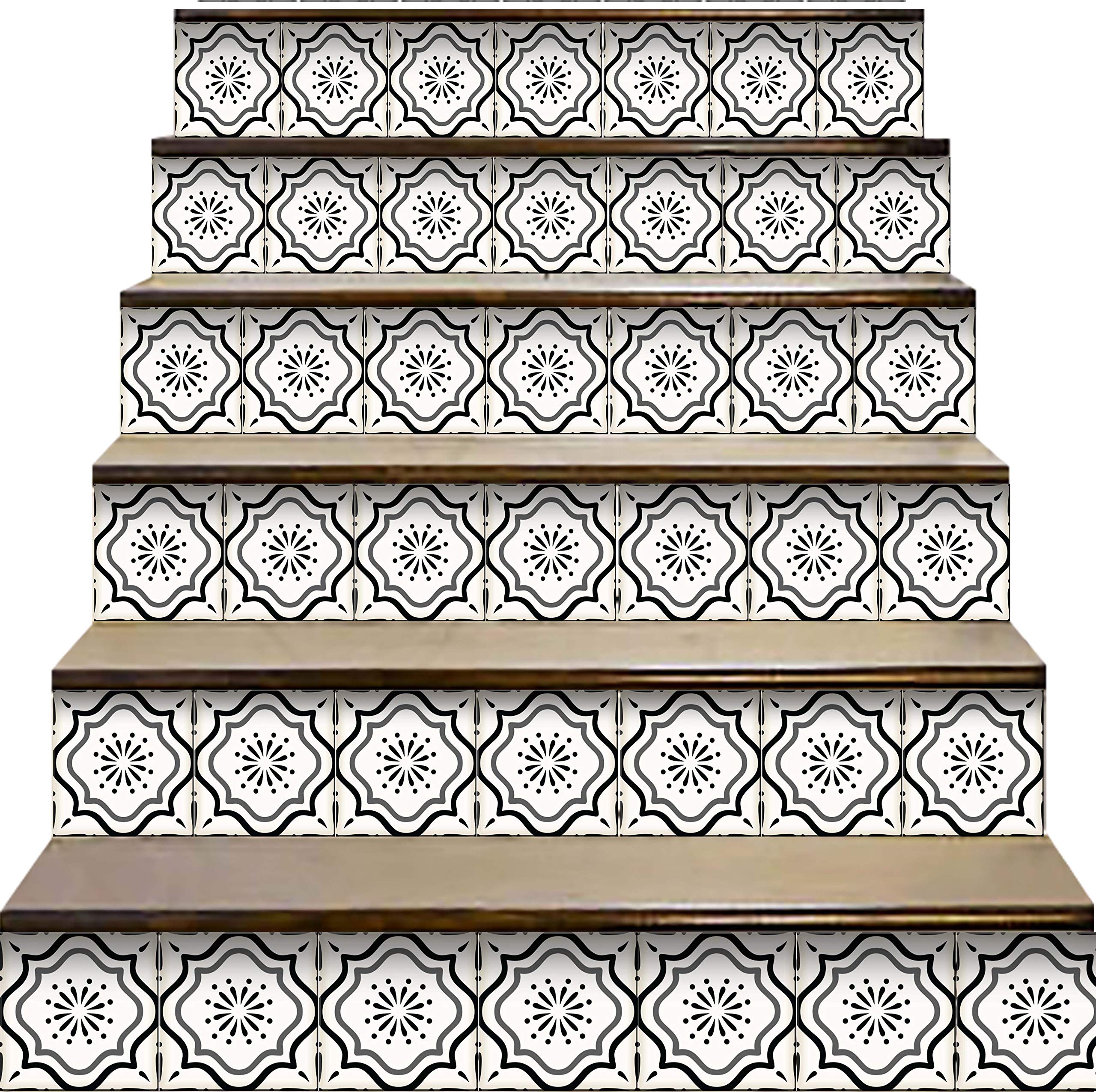 Mi Alma Peel and Stick Tile Backsplash Stair Riser Decals DIY Tile Decals Mexican Talavera Home Decor Staircase Decal Tile Stickers Decals Pack of 24 Tiles 7''W x 7''L Each Tile(My Tile)