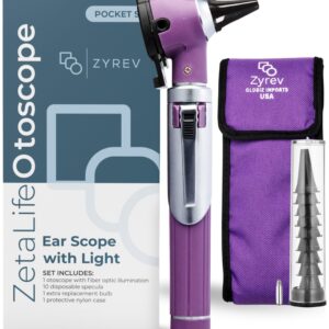 Zyrev ZetaLife Otoscope - Ear Scope with Light, Ear Infection Detector, Pocket Size (Purple Color)