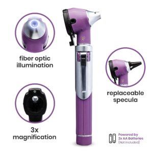 Zyrev ZetaLife Otoscope - Ear Scope with Light, Ear Infection Detector, Pocket Size (Purple Color)