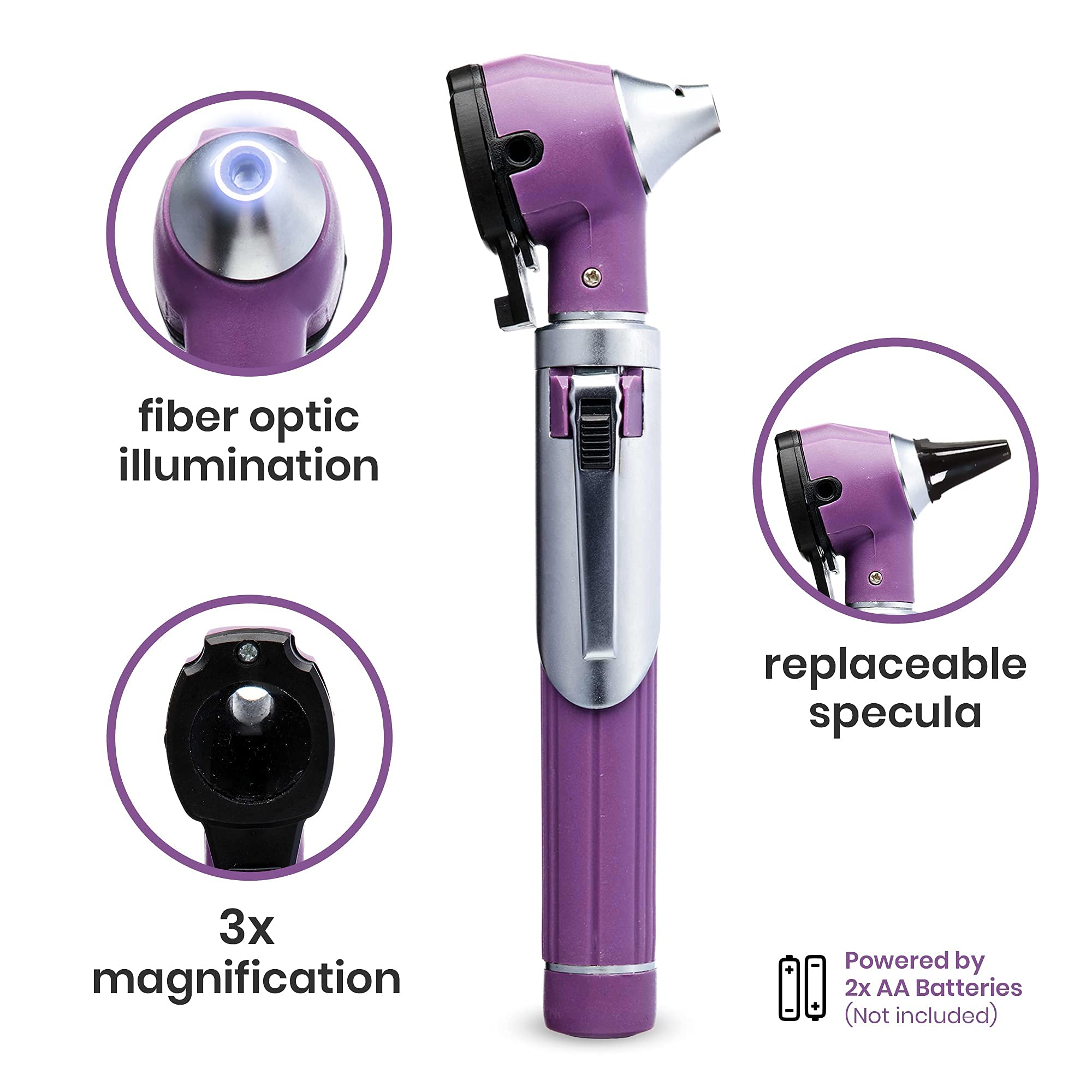 Zyrev ZetaLife Otoscope - Ear Scope with Light, Ear Infection Detector, Pocket Size (Purple Color)