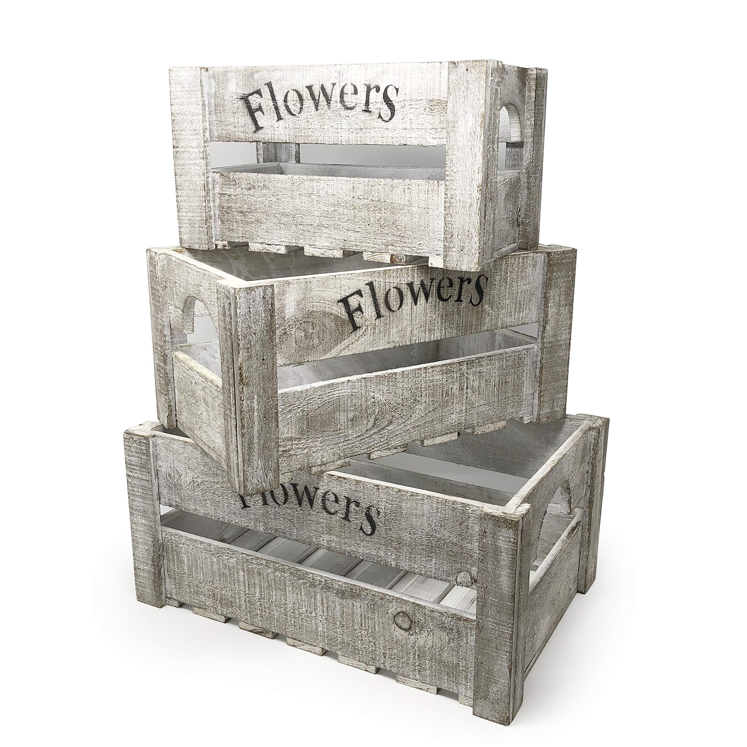 allgala 3-PC Set Wooden Boxes Planter Trough for Flower pots - Indoor Outdoor Decoration - Storage Display Boxes