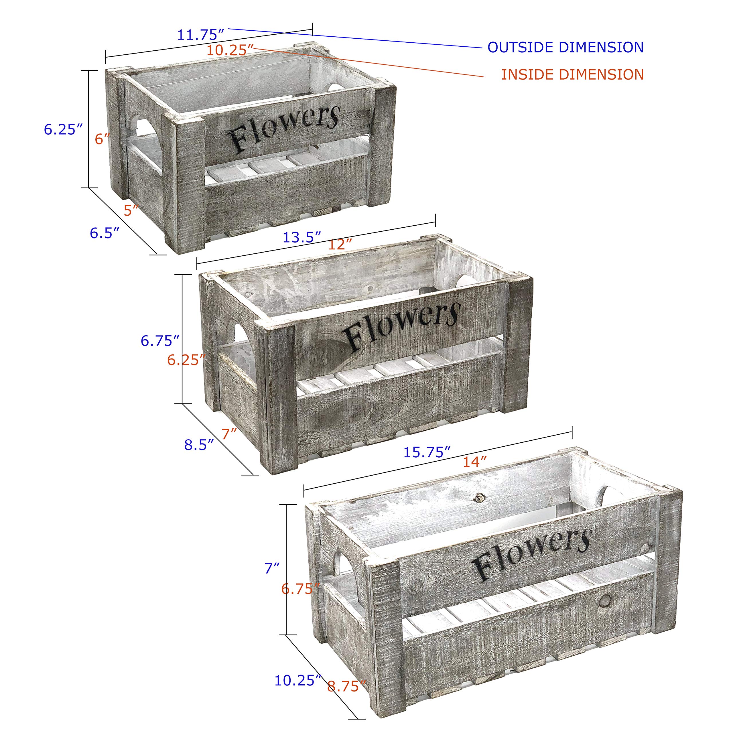 allgala 3-PC Set Wooden Boxes Planter Trough for Flower pots - Indoor Outdoor Decoration - Storage Display Boxes