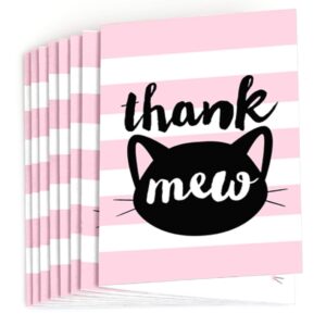 Big Dot of Happiness Purr-fect Kitty Cat - Kitten Meow Baby Shower or Birthday Party Thank You Cards (8 Count)