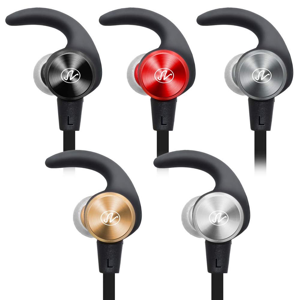 NEM Headphones in Ear Earbuds Magnetic Sweat Proof Sports Wired Earphones Stereo Bass Noise Cancelling Headsets with Microphone and Volume Control for All 3.5mm Jack Phones (Gold)