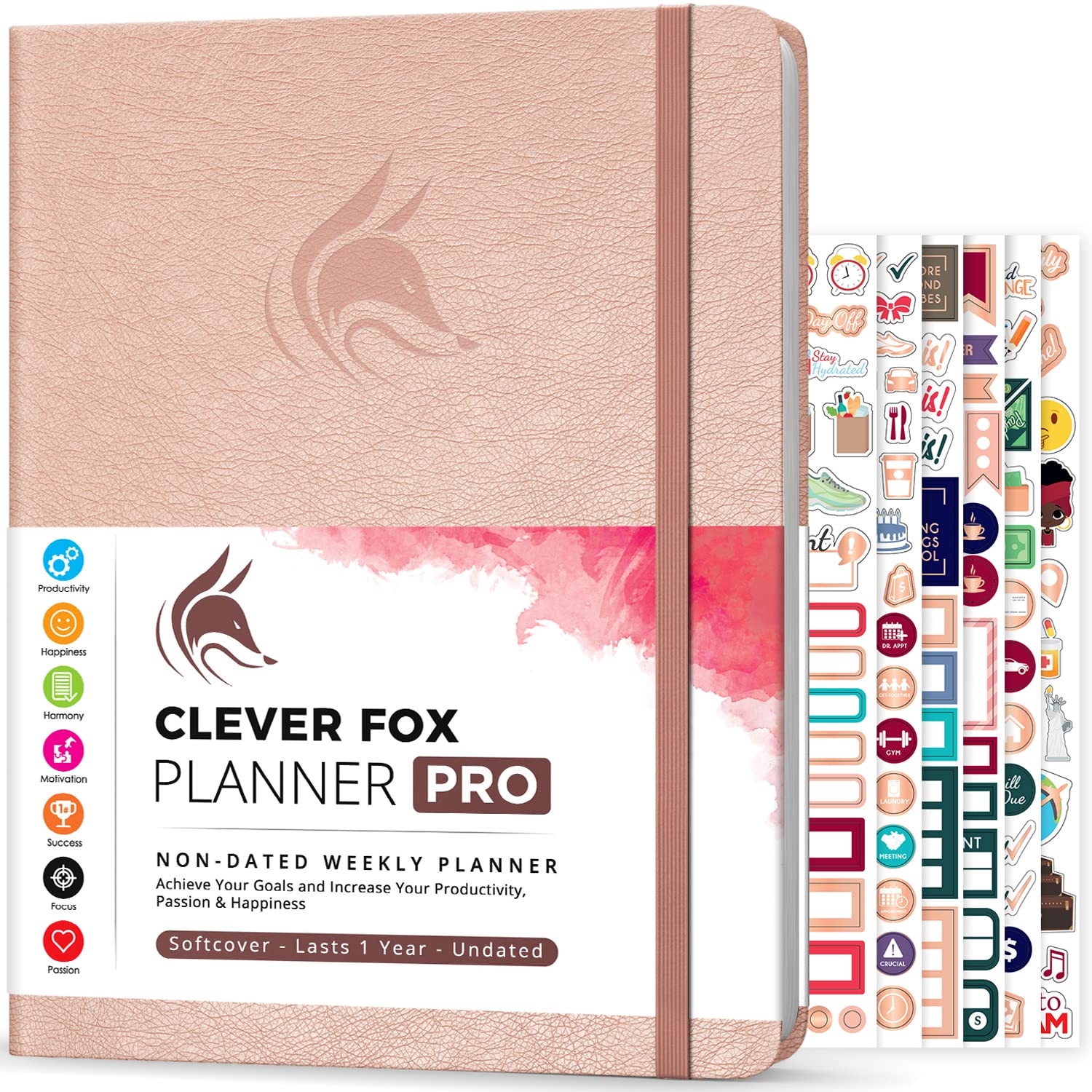 Clever Fox Planner PRO – Weekly & Monthly Life Planner to Increase Productivity, Time Management and Hit Your Goals, 8.5x11″ (Rose Gold)