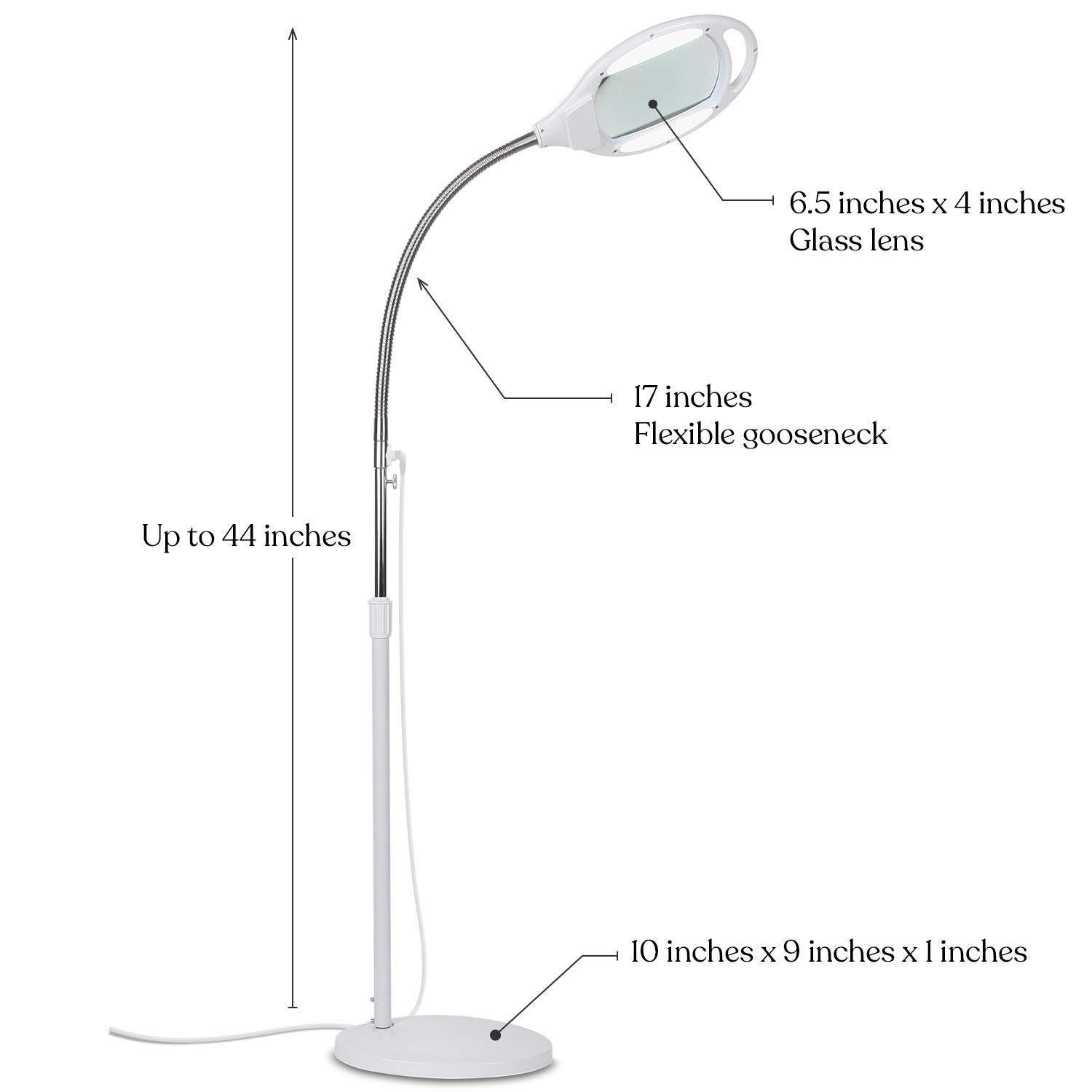 Brightech LightView Pro Magnifying Floor Lamp - Hands Free Magnifier with Bright LED Light for Reading - Work Light with Flexible Gooseneck - Standing Mag Lamp