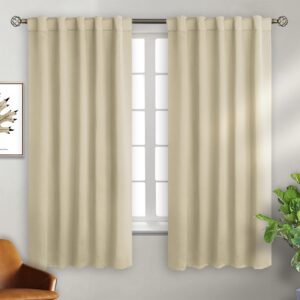 BGment Beige Room Darkening Curtains 63 inch Length - Rod Pocket and Back Tab Thermal Insulated Curtains for Bedroom/Living Room, 2 Panels Set, 42 x 63 Inch